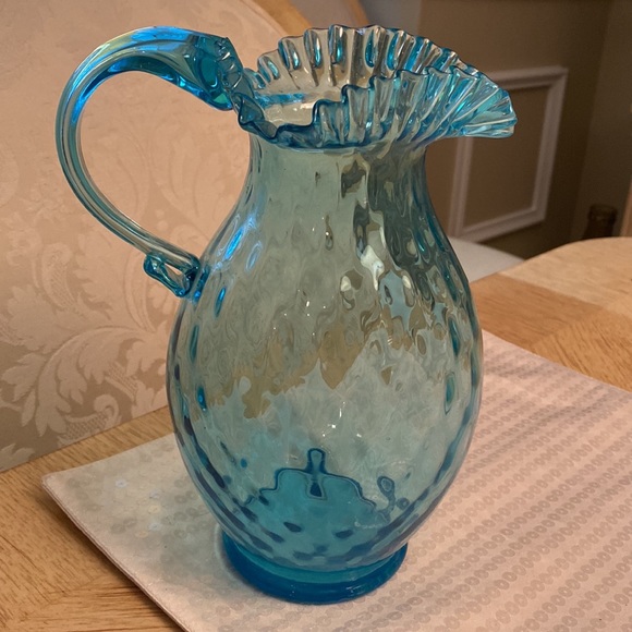 Blown Glass Pitcher with Ruffled Top - Picture 2 of 11